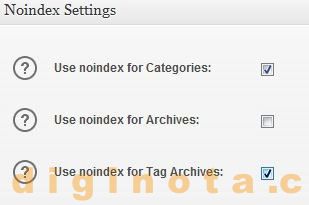 Noindex Configuración Todo en uno SEO Pack