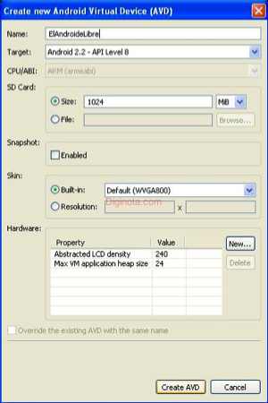 Crear AVD Android