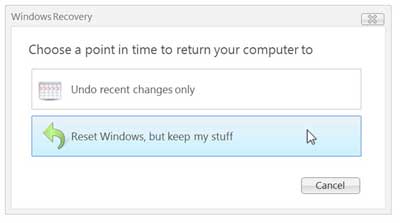 Reset en Windows 8