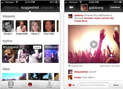 Compartir vídeos con tus amigos desde el iPhone con: Klip 12