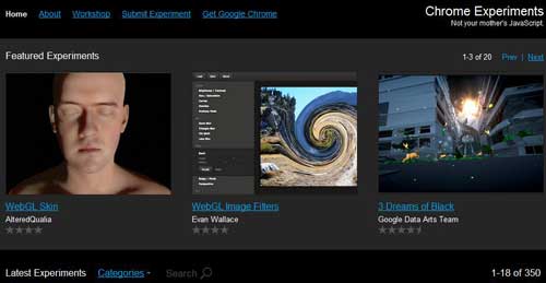 Chrome experiments: pagina com mas de 300 experimentos realizados en HTML 5 3