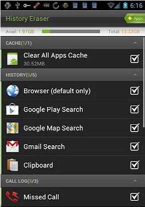 borrar historial android