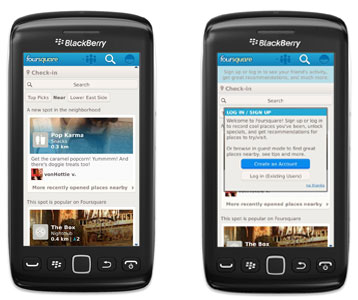 La nueva aplicación de Foursquare para BlackBerry es la primera que permite consultar información sin iniciar sesión 10