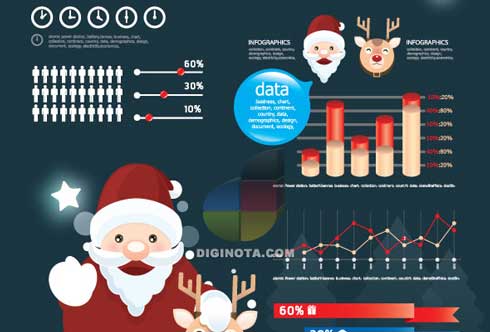 Completo set de vectores para hacer infografias de navidad 46