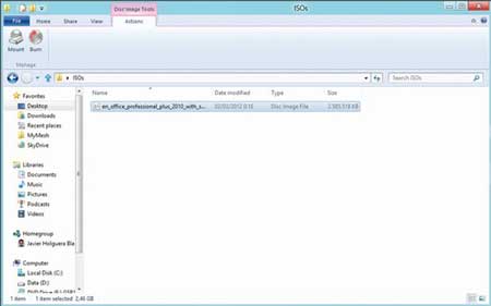 iso en windows 8