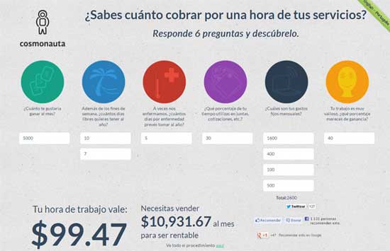 Calculadora para saber cuanto vale tu hora de trabajo 20