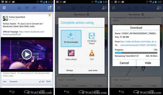 Descargar videos de facebook en Android 1