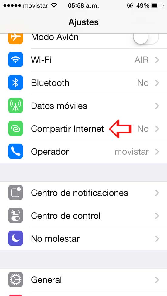 compartir internet iphone como moden