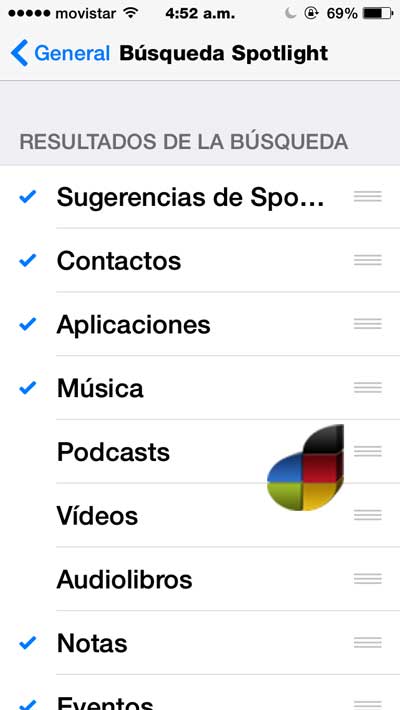 Desactivar Spotlight