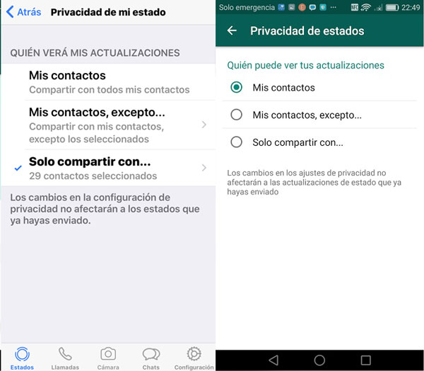 ver ver los Estados de WhatsApp sin que la otra persona lo sepa