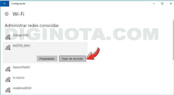 dejar de recordar redes wi-fi en windows 10