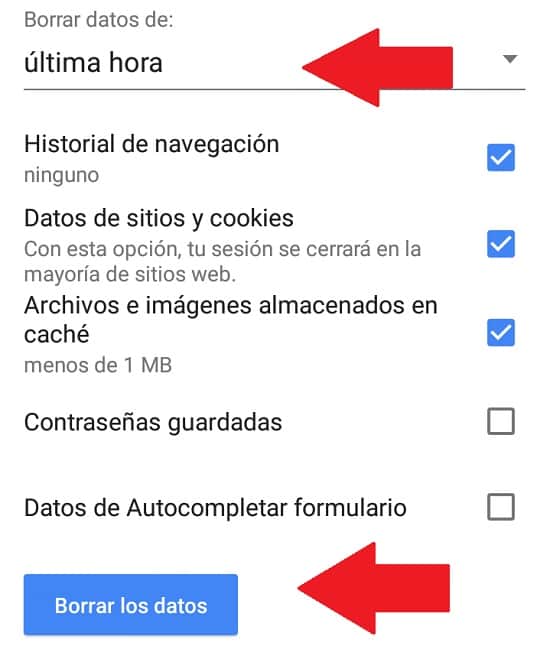 como borrar historial google en android