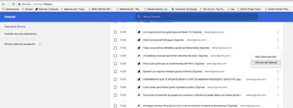 borrar historial individualmente