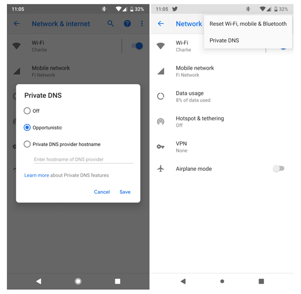 DNS Android P