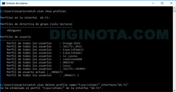 borrar redes wifi en windows por consola de comando