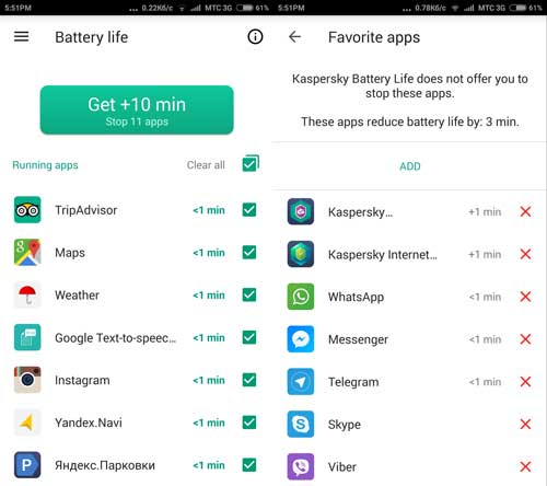 Kaspersky Battery Life. bateria
