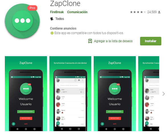 zap clone usar whasapp en dos al mismo tiempo