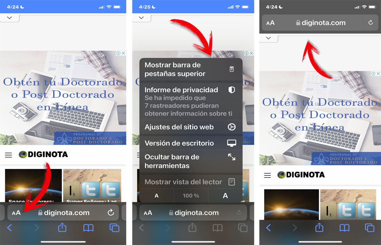 Devuelve la barra de Safari a su sitio en iOS 15