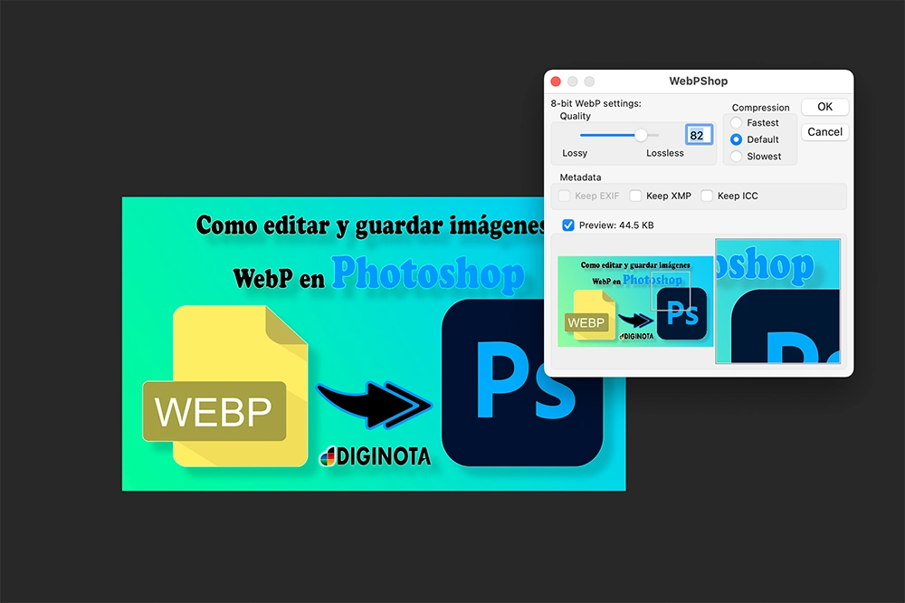 Como editar y guardar imágenes WebP en Photoshop