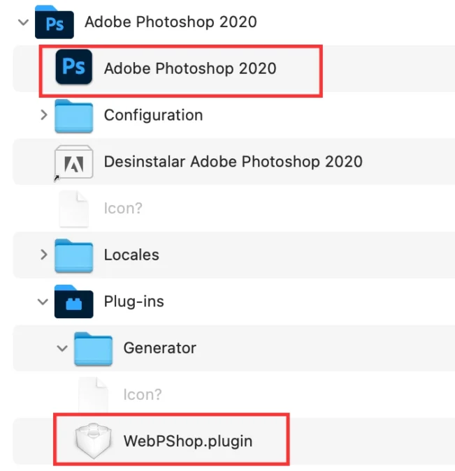 instalar plugins webP en photoshop