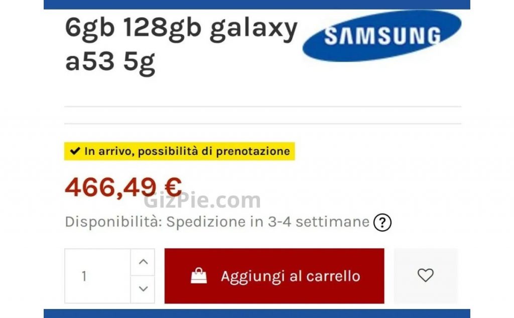 Galaxy A53  apareció antes de la fecha de lanzamiento 3