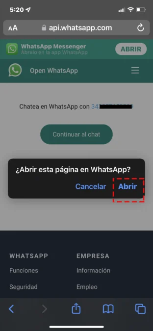 Cómo enviar un mensaje de WhatsApp sin guardar un número