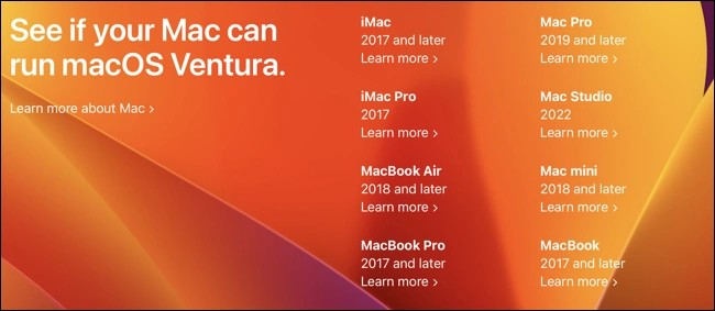  lista de los dispositivos Mac que pueden esperar recibir la actualización de Ventura macOS 13